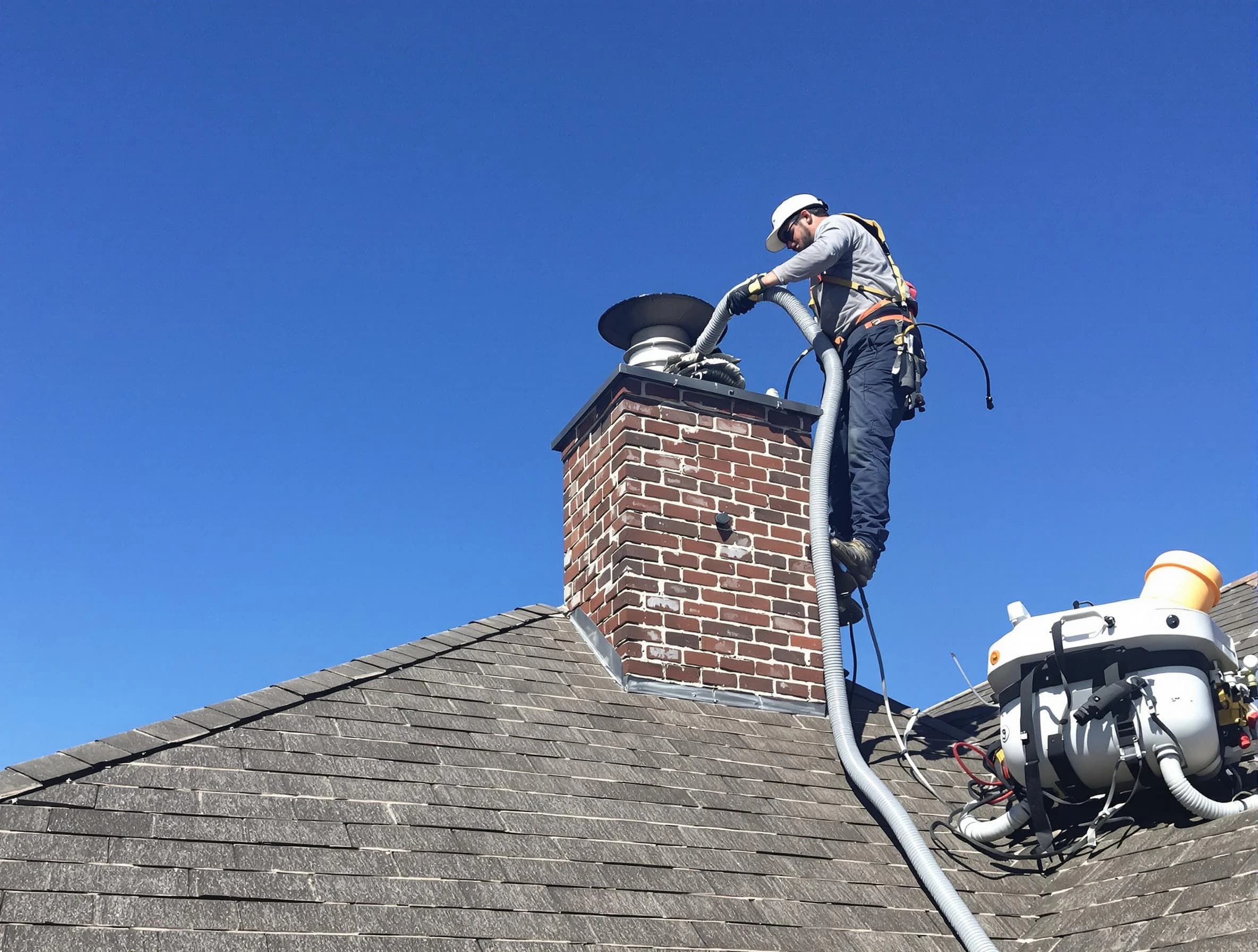 Dedicated Franklin Chimney Sweep team member cleaning a chimney in Franklin, NJ