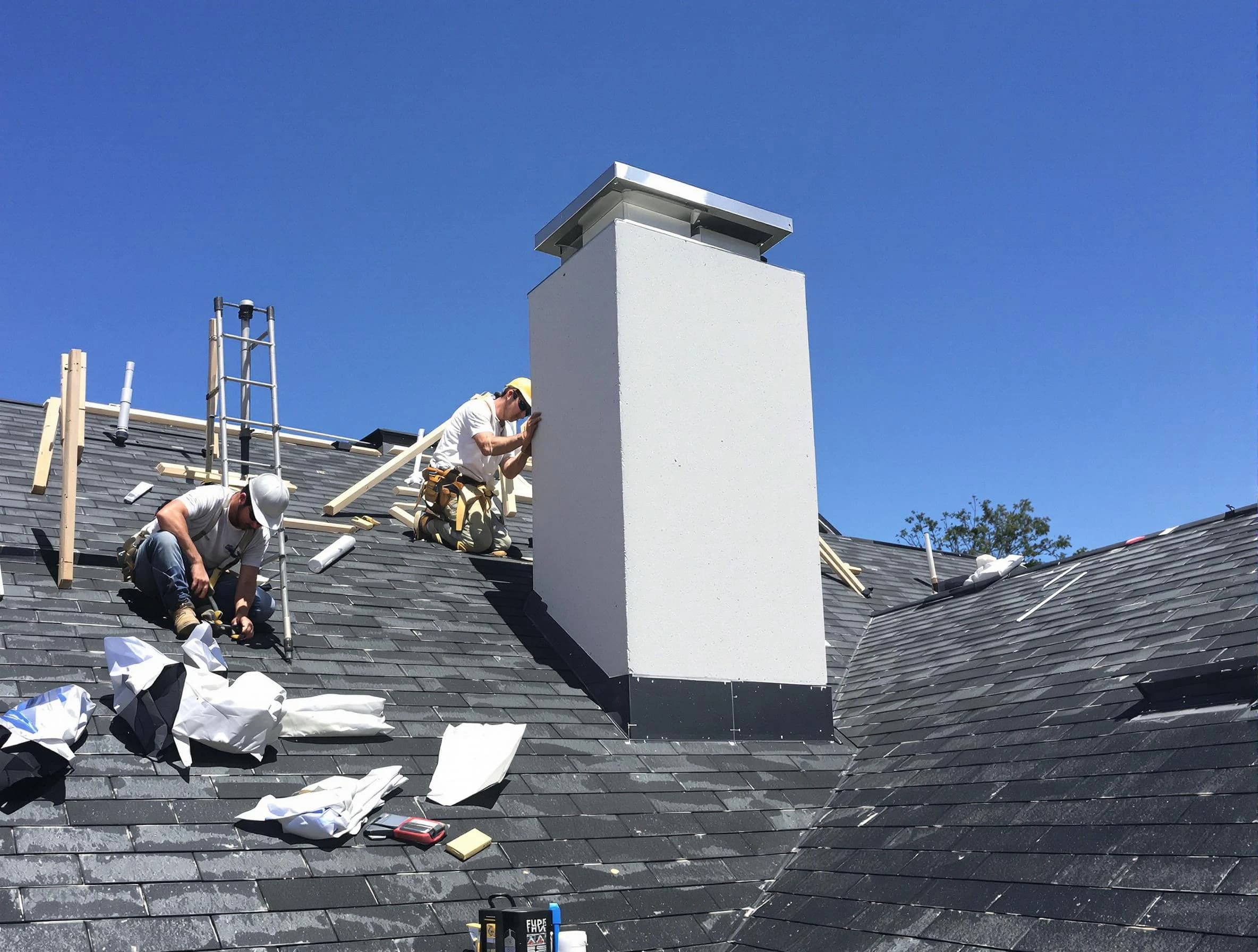 Franklin Chimney Sweep crew installing a new chimney in Franklin, NJ