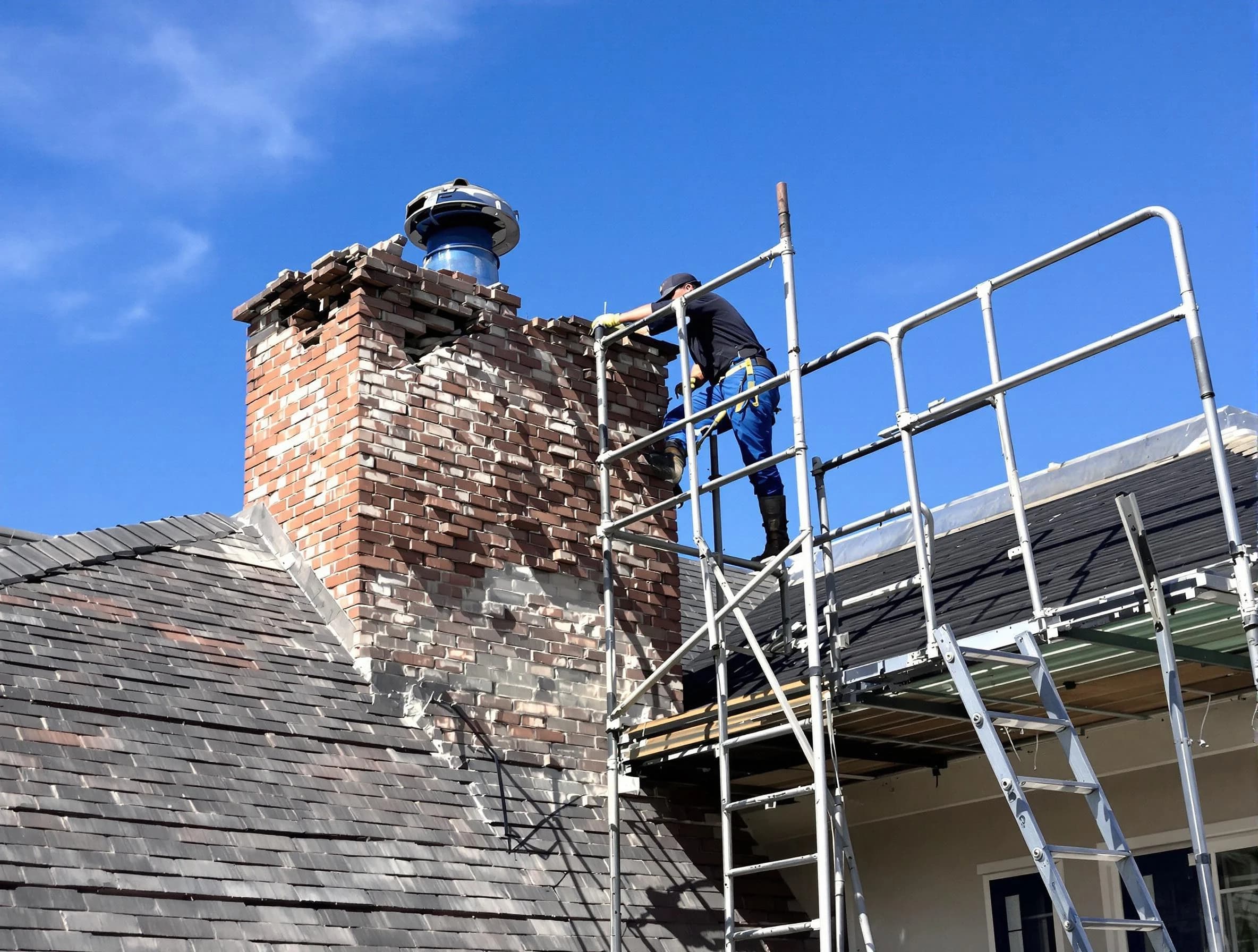 Rebuilding a chimney structure by Franklin Chimney Sweep in Franklin, NJ