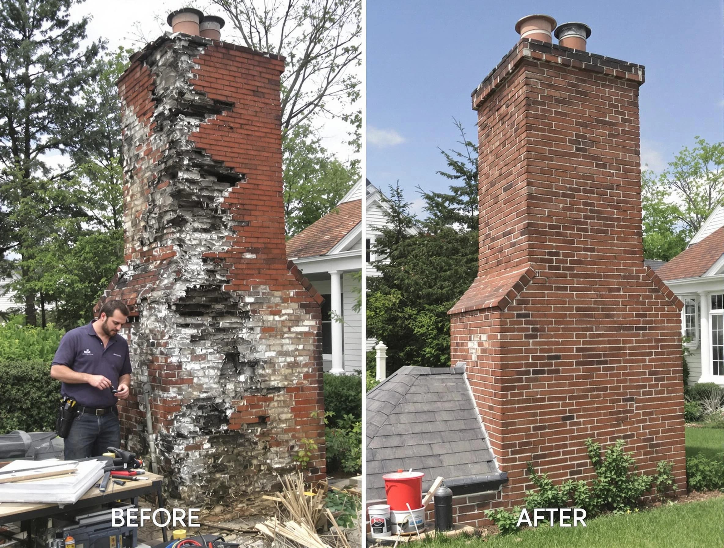 Franklin Chimney Sweep performing a full chimney restoration in Franklin, NJ