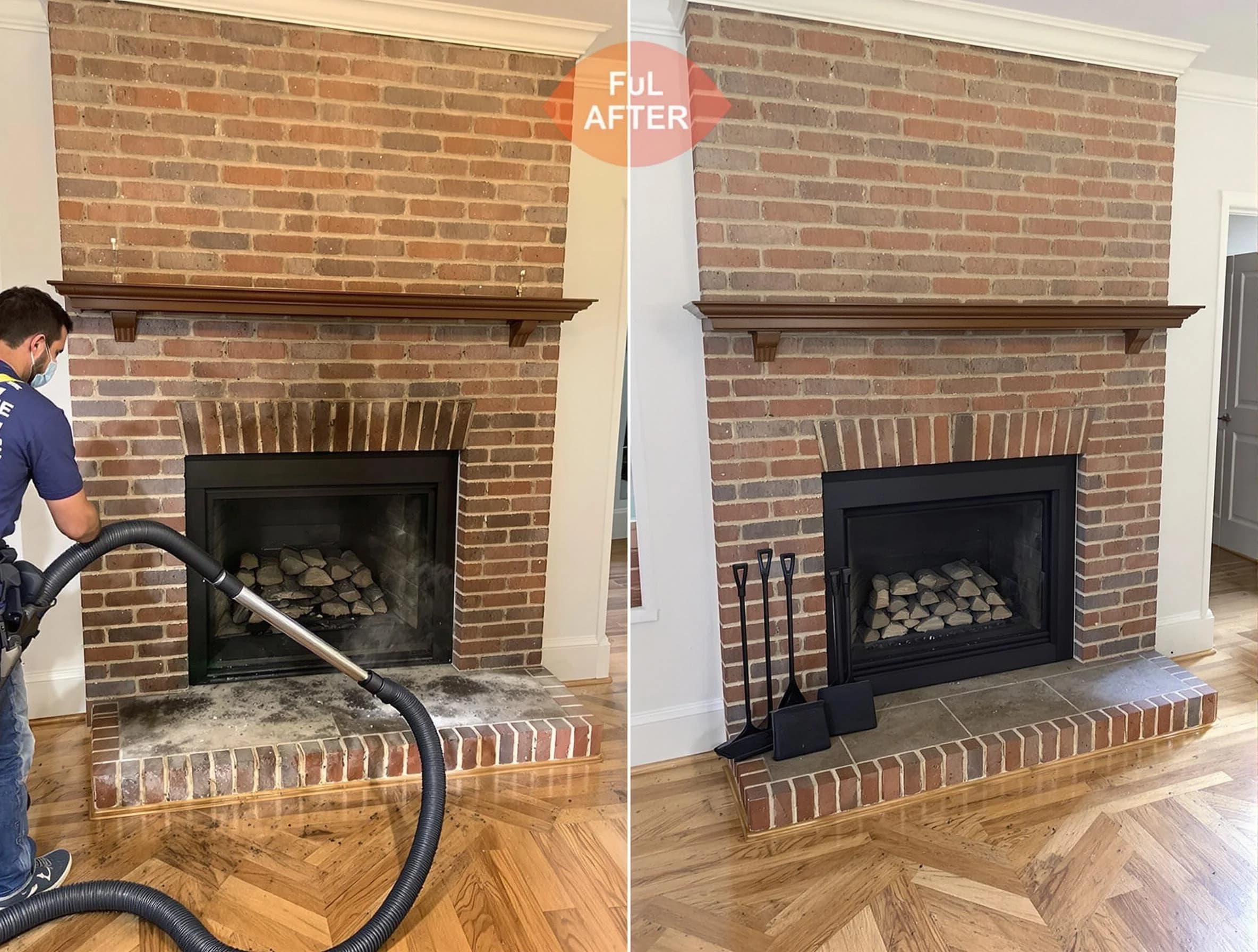 Franklin Chimney Sweep carefully sanitizing a fireplace in Franklin, NJ