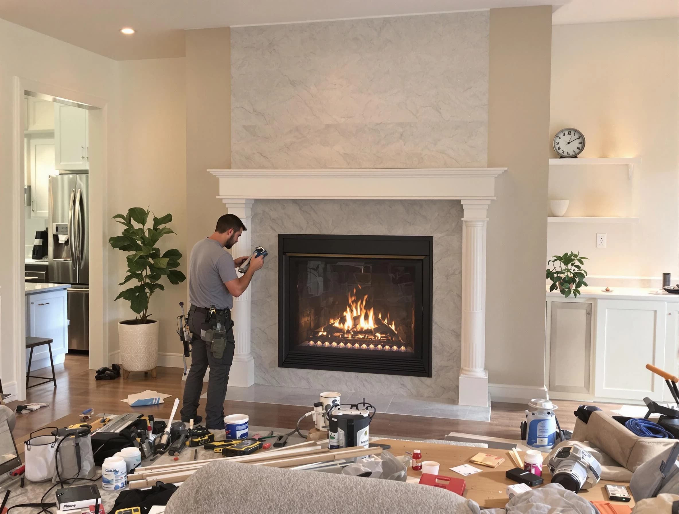 Newly installed fireplace by Franklin Chimney Sweep in Franklin, NJ